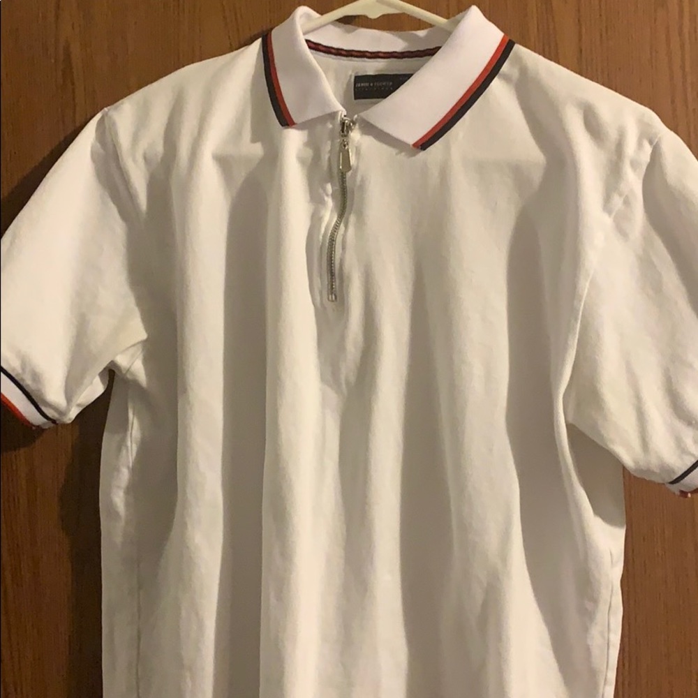 Denim & flower polo shirt